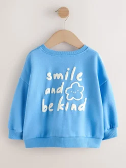 Truien En Breisels|Sweaters En Hoody´S|Next Blauw met bloemen - Sweatshirt met ronde hals (3 mnd-7 jr)