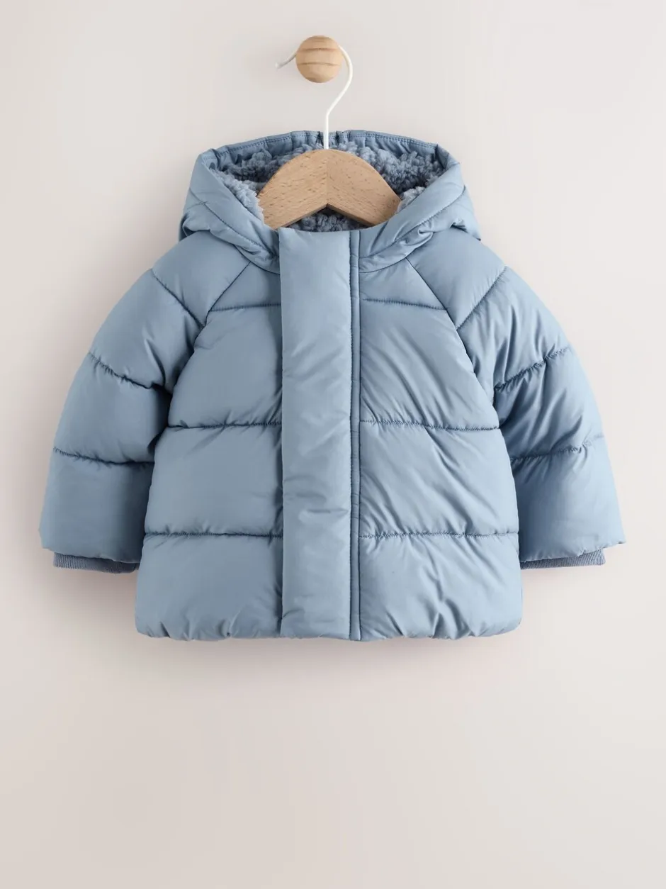 Jassen, Jacks En Kinderwagenpakjes|Jassen En Jacks|Next - Baby pufferjack (0mnd -2jr) Blauw met capuchon