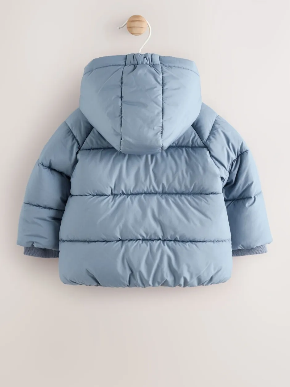 Jassen, Jacks En Kinderwagenpakjes|Jassen En Jacks|Next - Baby pufferjack (0mnd -2jr) Blauw met capuchon