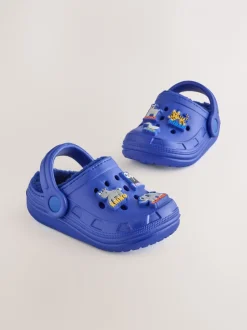 Pantoffels*Next - Warme gevoerde pantoffelklompen Blauw met dierenprint