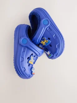 Pantoffels*Next - Warme gevoerde pantoffelklompen Blauw met dierenprint