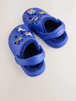 Pantoffels*Next - Warme gevoerde pantoffelklompen Blauw met dierenprint