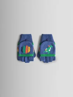 Mutsjes En Antikrabwantjes|Mutsen, Handschoenen En Sjaals*Jojo Maman Bébé - - Wanten met fleecevoering Blauw met dinosaurus