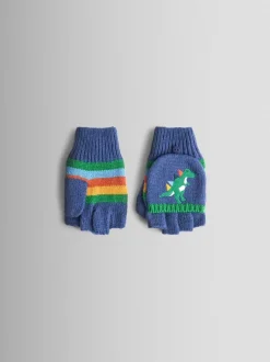 Mutsjes En Antikrabwantjes|Mutsen, Handschoenen En Sjaals*Jojo Maman Bébé - - Wanten met fleecevoering Blauw met dinosaurus