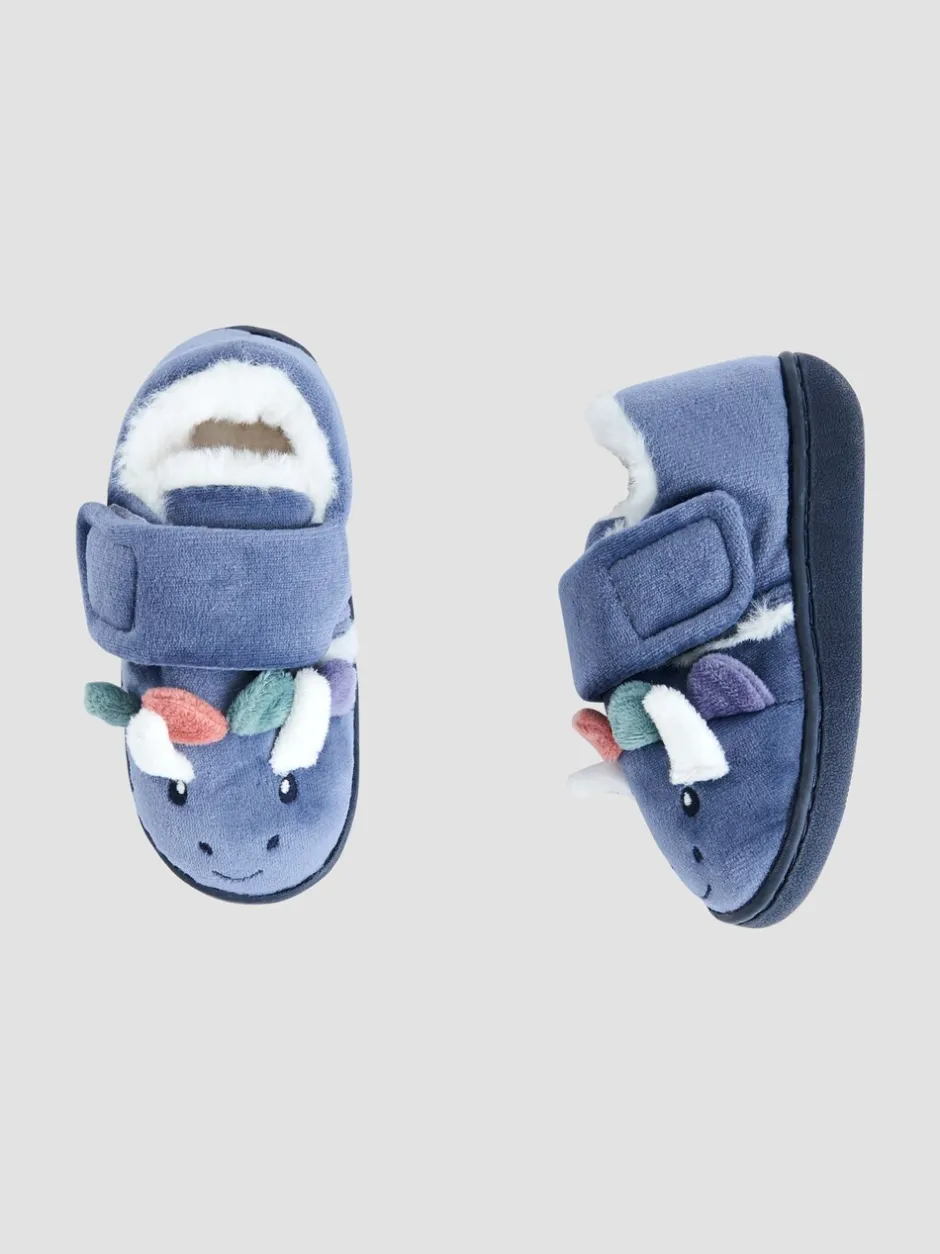 Pantoffels*Jojo Maman Bébé Blauw met dinosaurus - Slipper Shoe