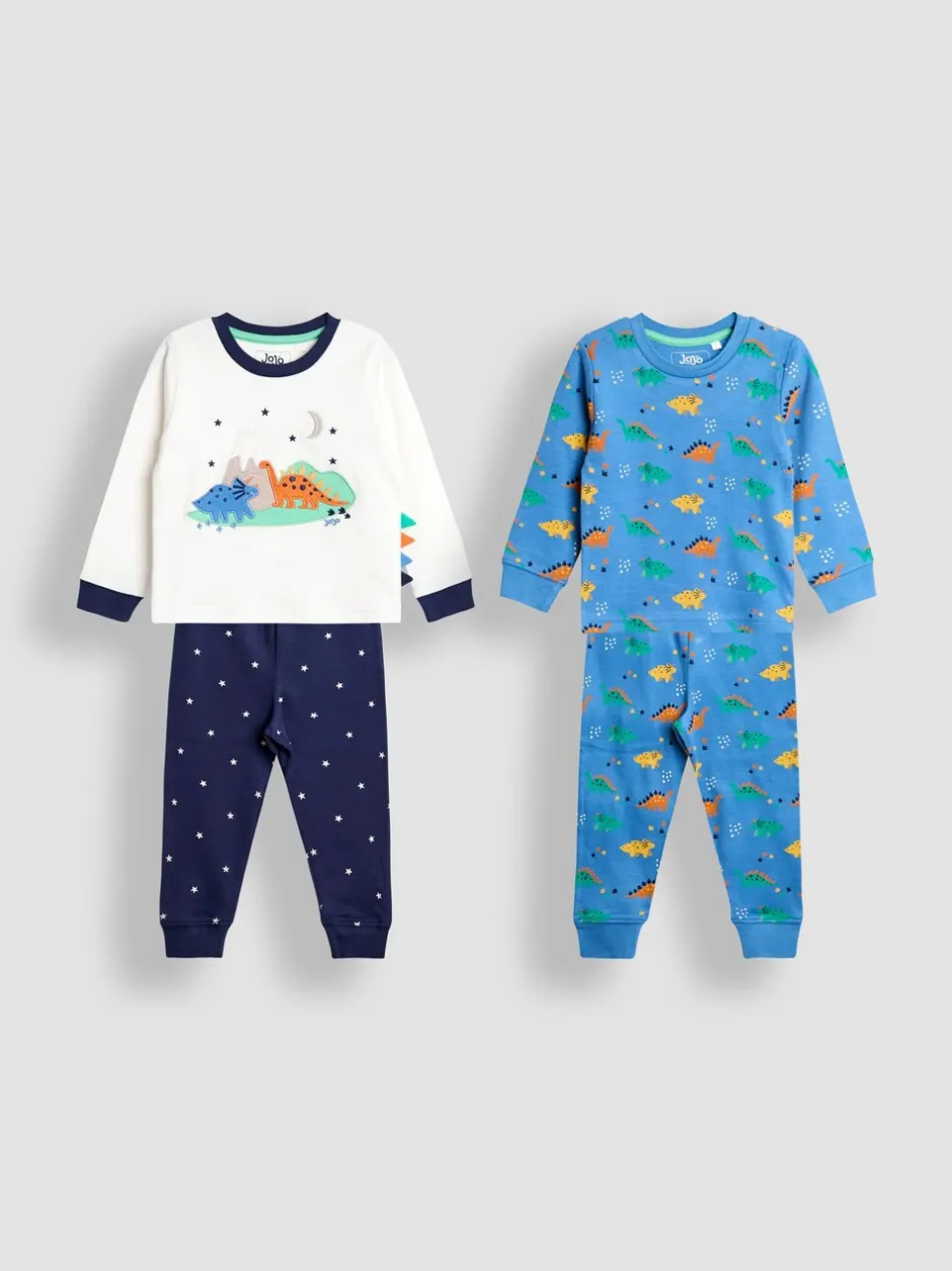 Pyjama's|Jojo Maman Bébé - Mix And Match 2 Pack Pyjamas Blauw met dinosaurus