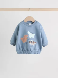 Sweaters En Hoody´S|Sets En Outfits|Next - Set met baby-sweatshirt en legging (0mnd-3jr) Blauw met dinosaurus