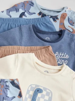 Tops|Sets En Combisets|Next Blauw met dinosaurus - Tops en Leggings 6 -delige babyset (0mnd-3jr)
