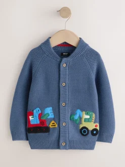 Truien En Breisels*Next Blauw met dinosaurus - Vest met figuurtjes (3mnd-7jr)