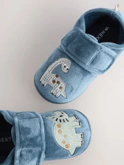 Pantoffels|Nachtkleding En Pyjama's*Next Blauw met dinosaurus - Warm gevoerde pantoffels met kuipzool