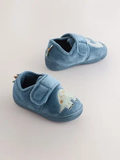 Pantoffels|Nachtkleding En Pyjama's*Next Blauw met dinosaurus - Warm gevoerde pantoffels met kuipzool
