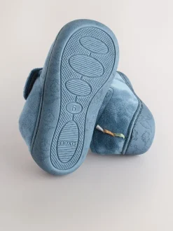 Pantoffels|Nachtkleding En Pyjama's*Next Blauw met dinosaurus - Warm gevoerde pantoffels met kuipzool