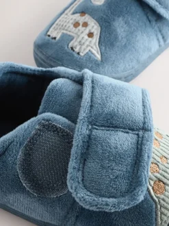 Pantoffels|Nachtkleding En Pyjama's*Next Blauw met dinosaurus - Warm gevoerde pantoffels met kuipzool