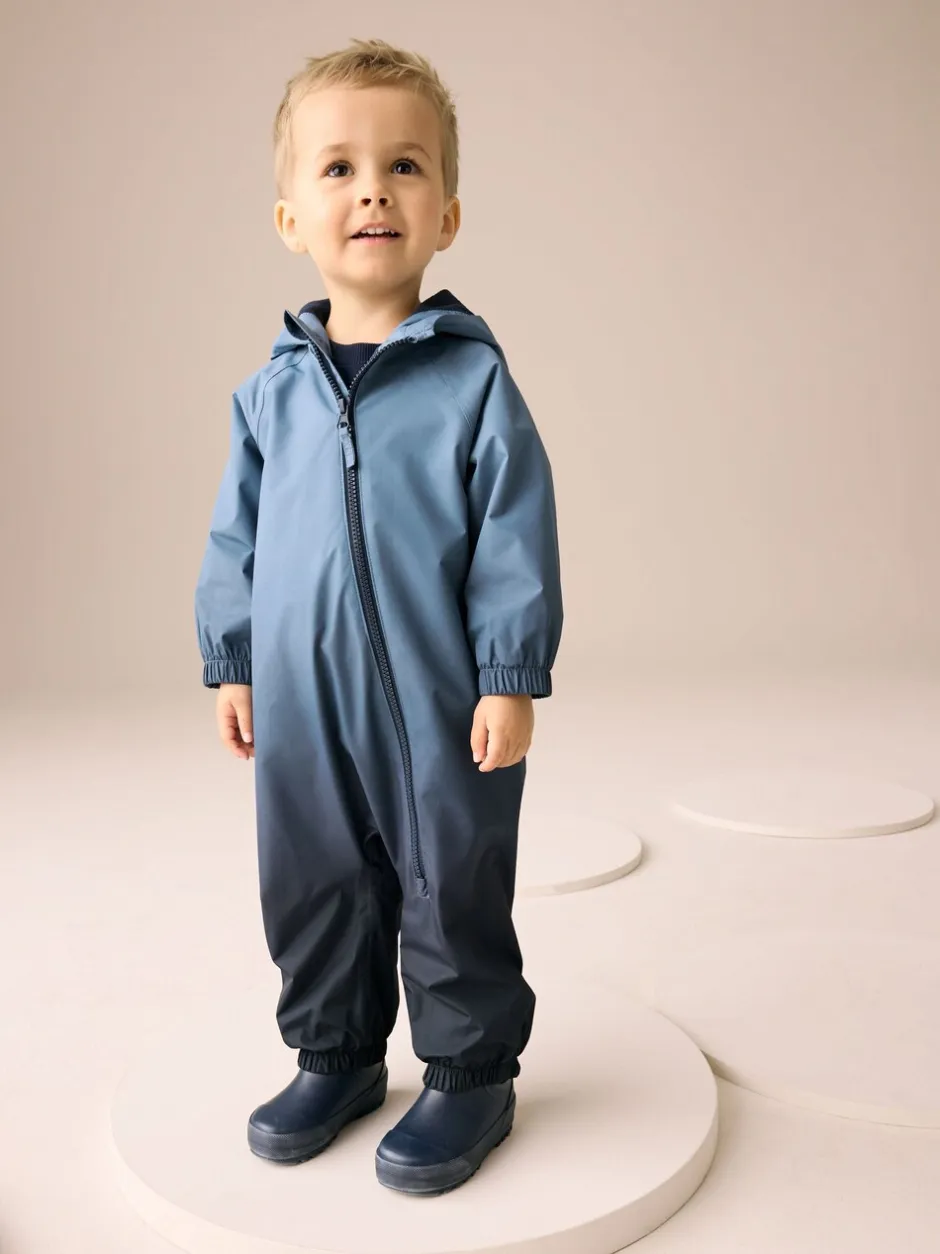 Jassen, Jacks En Kinderwagenpakjes|Jassen En Jacks*Next Blauw met dip dye - Waterdicht regenpak met fleecevoering (3 mnd-7 jr)