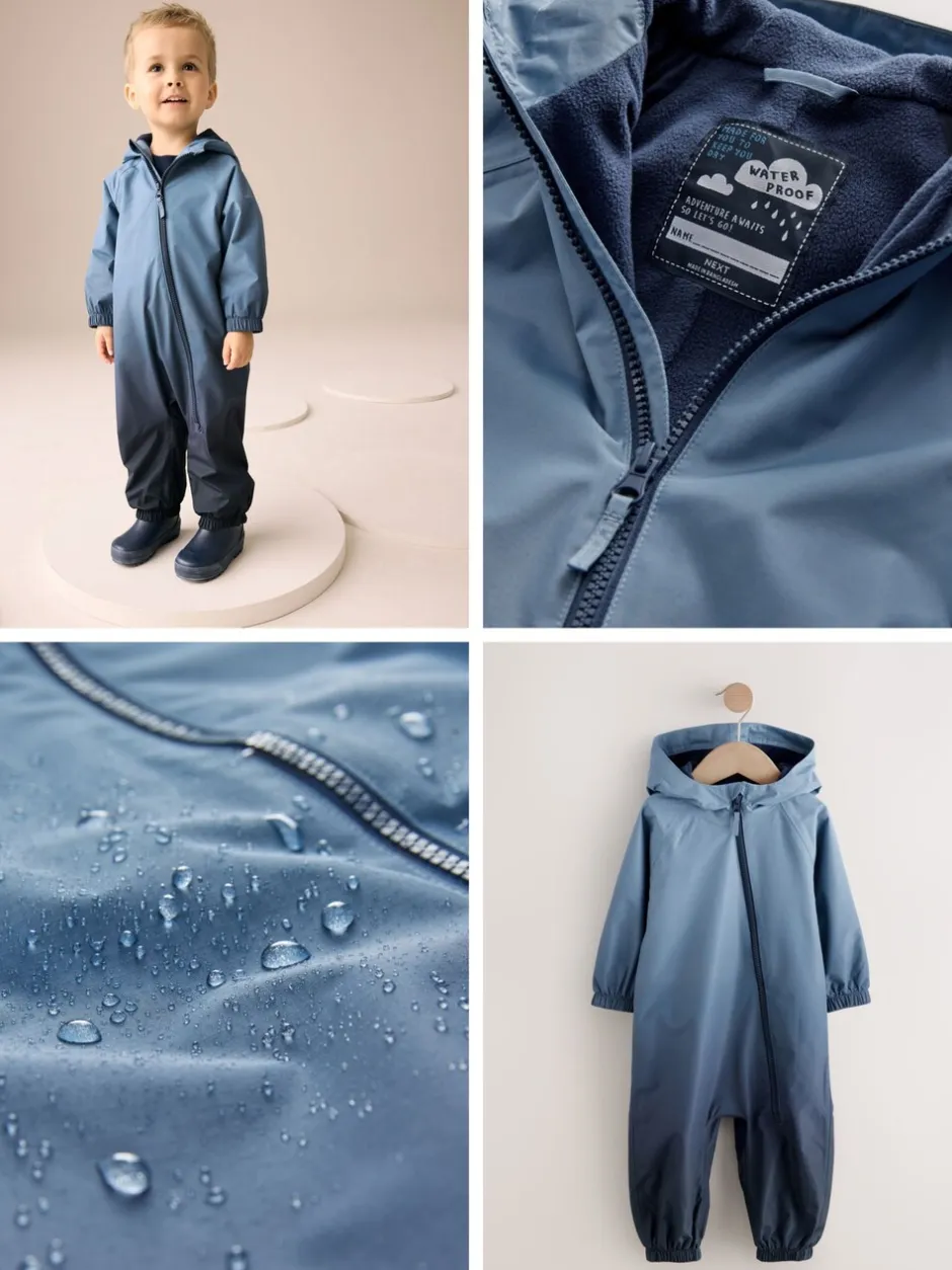 Jassen, Jacks En Kinderwagenpakjes|Jassen En Jacks*Next Blauw met dip dye - Waterdicht regenpak met fleecevoering (3 mnd-7 jr)