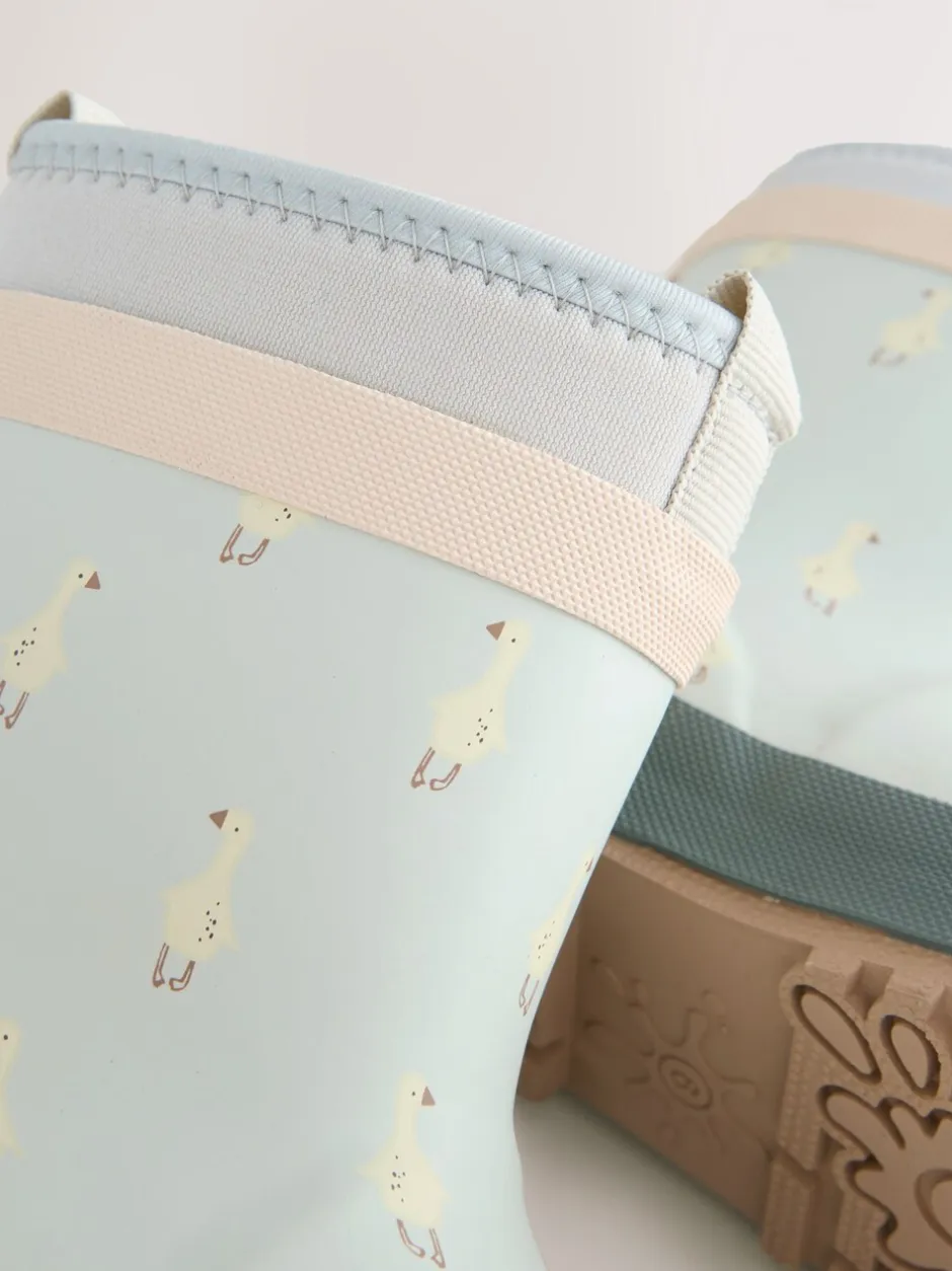 Laarzen|Next Blauw met eend - Neoprene Lined Cuff Wellies