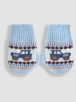 Mutsen, Handschoenen En Sjaals*Jojo Maman Bébé - - Wanten met fleecevoering Blauw met fairislemotief