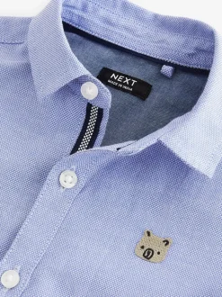 Shirts|Next Blauw met figuurtjes - Oxford-overhemd met lange mouwen (3 mnd-7 jr)