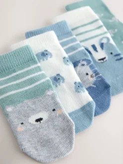 Sokken*Next - Verpakking van 5 paar babysokken (0 mnd-2 jr) Blauw met figuurtjes