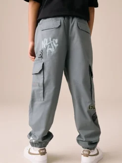 Broeken En Chino's|Next Blauw met graffitiprint - Cargobroek (3-16 jr)