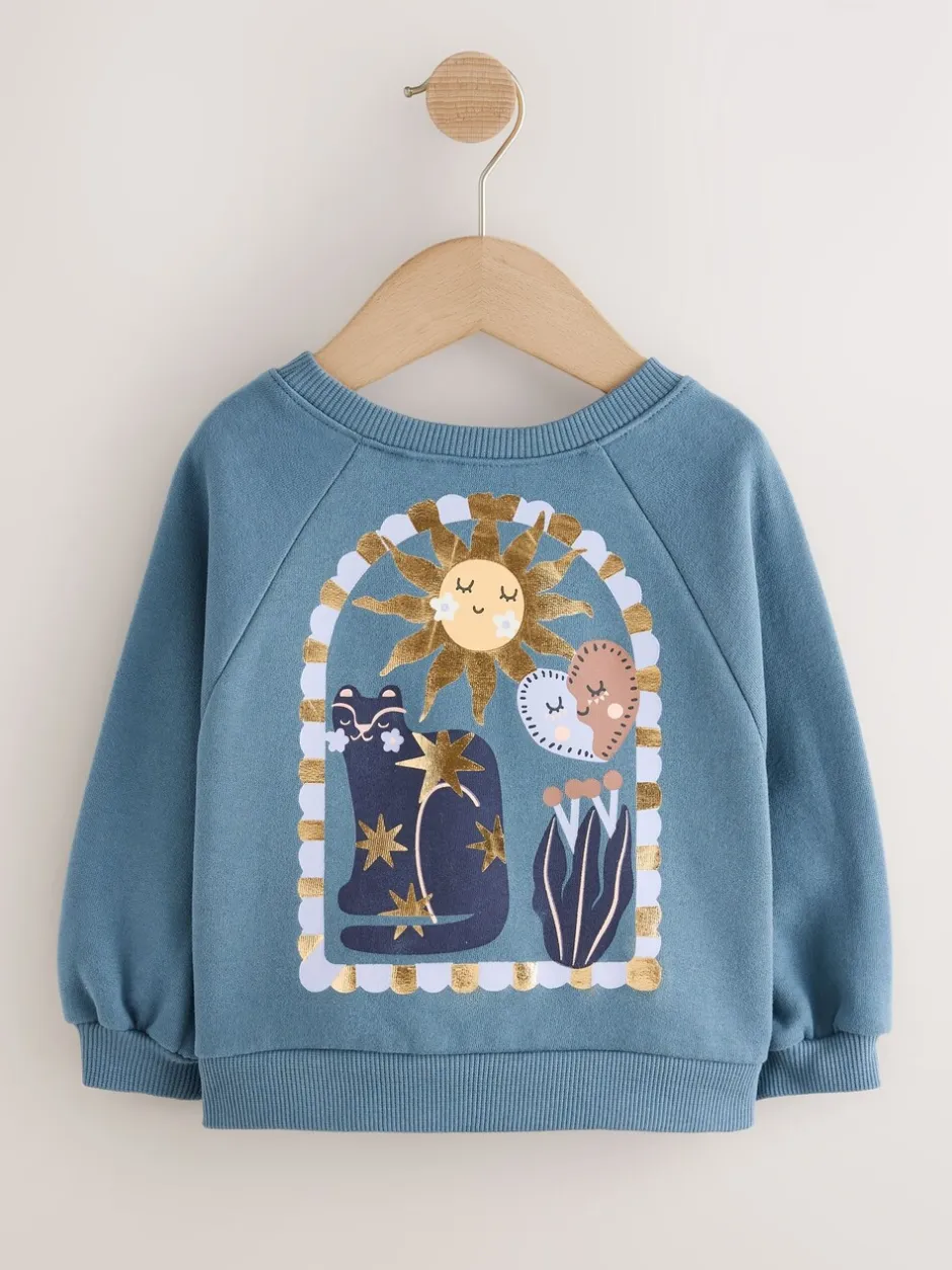Truien En Breisels|Sweaters En Hoody´S|Next Blauw met hemellichamen - Sweatshirt met ronde hals (3 mnd-7 jr)