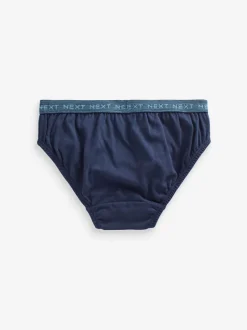 Ondergoed|Next - 100% katoenen slip verpakking van 5 (1,5 - 16 jr) Blauw met jacquard tailleband
