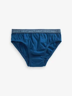 Ondergoed|Next - 100% katoenen slip verpakking van 5 (1,5 - 16 jr) Blauw met jacquard tailleband