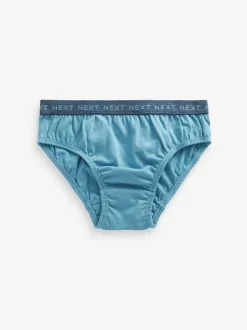Ondergoed|Next - 100% katoenen slip verpakking van 5 (1,5 - 16 jr) Blauw met jacquard tailleband