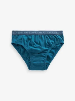 Ondergoed|Next - 100% katoenen slip verpakking van 5 (1,5 - 16 jr) Blauw met jacquard tailleband