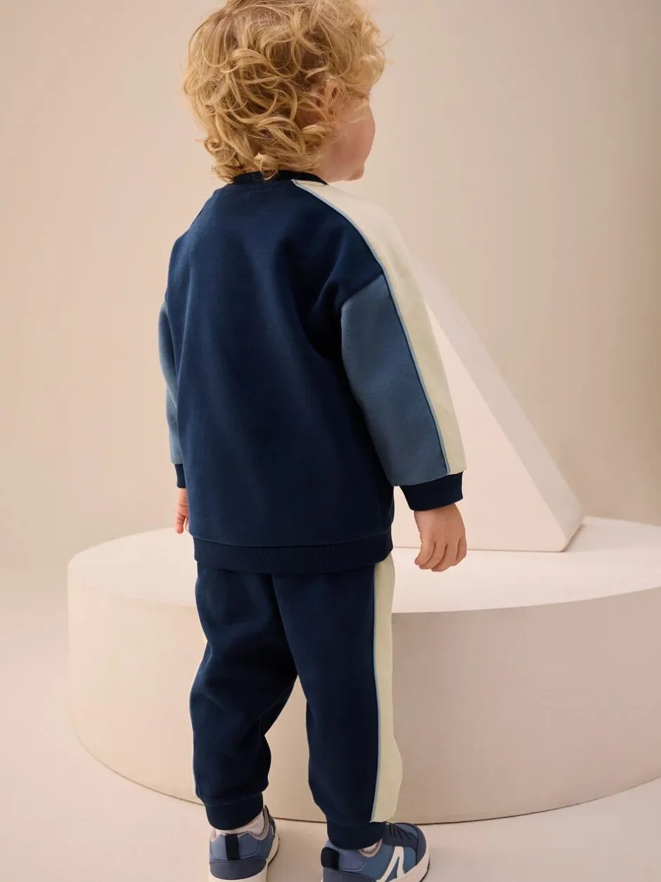 Joggingbroeken|Sweaters En Hoody´S*Next Blauw met kleurvlakken - Set met sweatshirt en joggingbroek (3mnd -7jr)