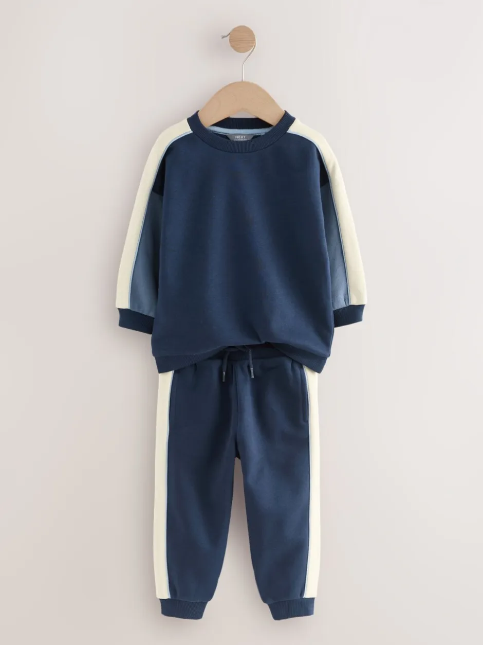 Joggingbroeken|Sweaters En Hoody´S*Next Blauw met kleurvlakken - Set met sweatshirt en joggingbroek (3mnd -7jr)