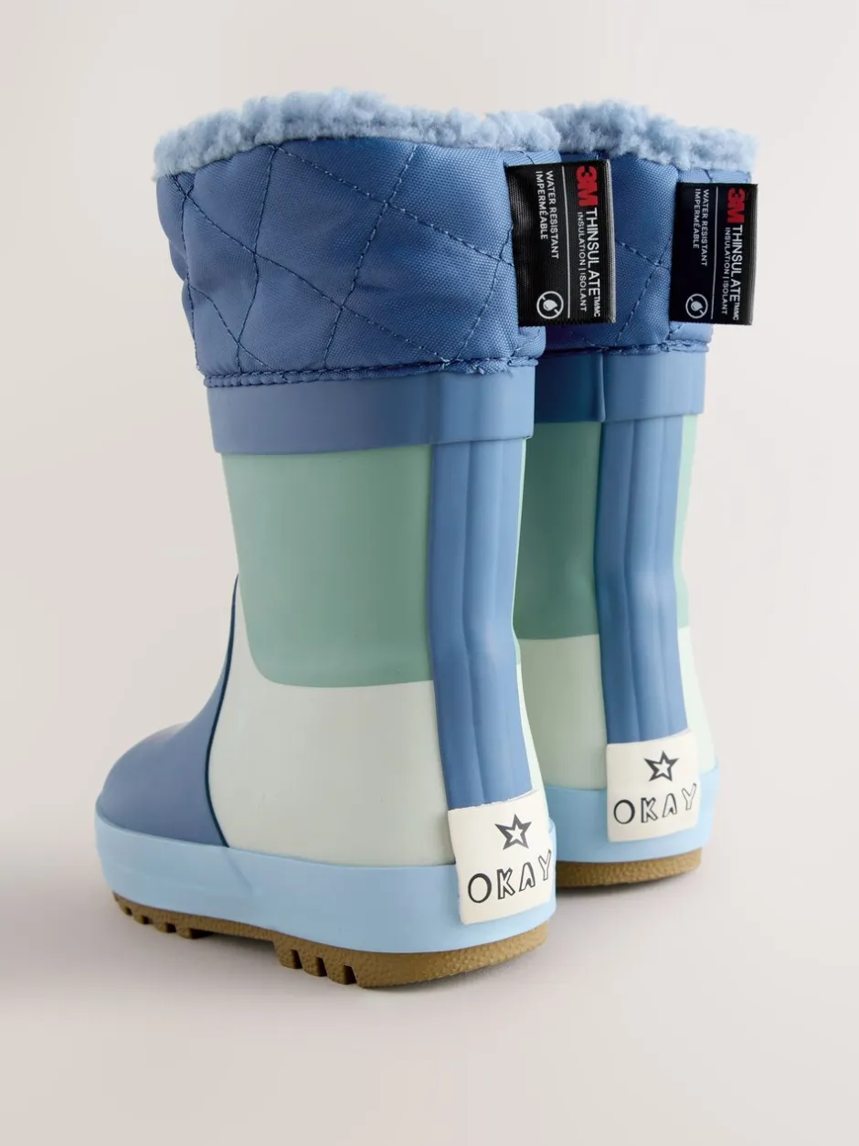 Laarzen*Next Blauw met kleurvlakken - Thinsulate™ - Gevoerde thermoregenlaarzen met boord