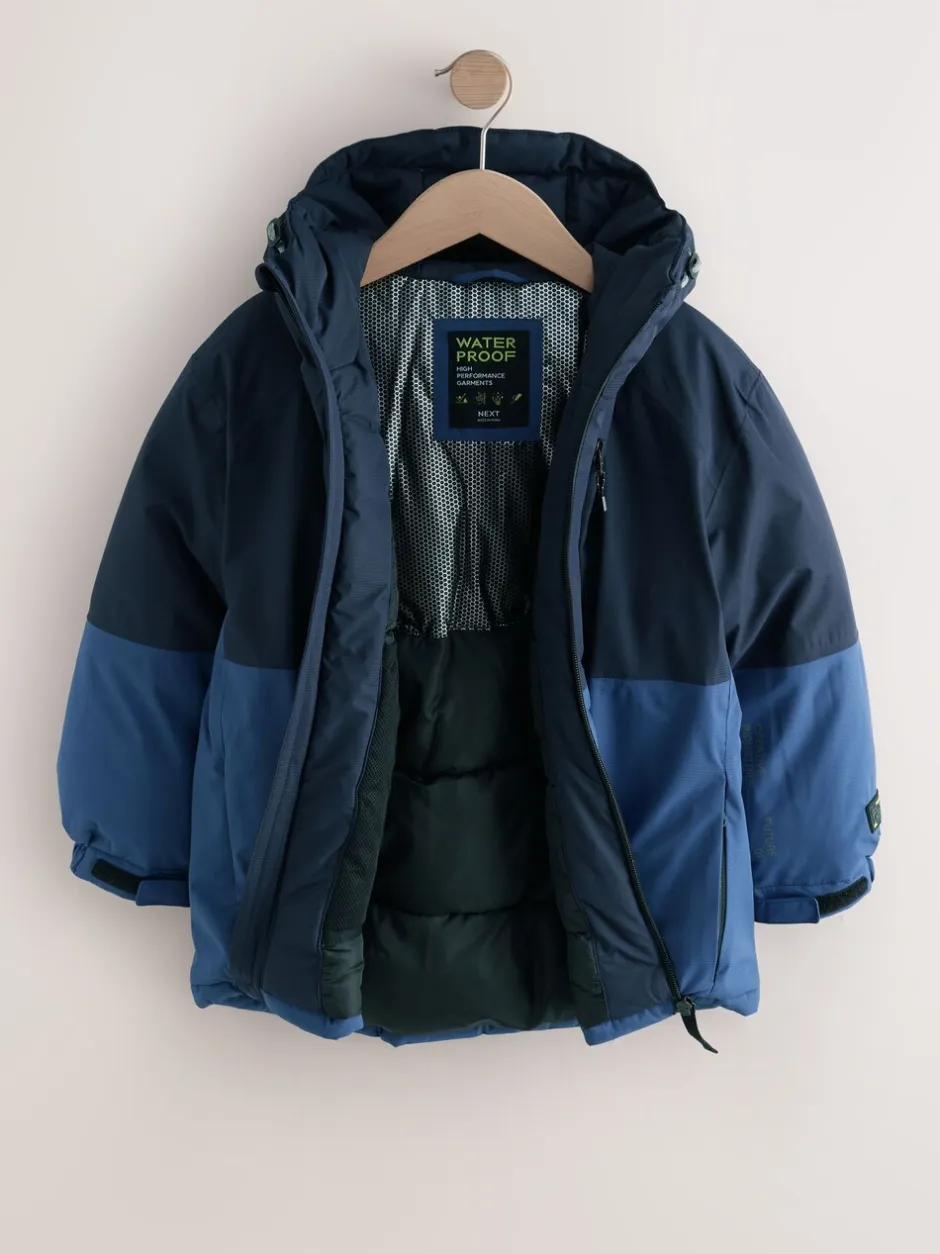 Schoolkleding|Jassen En Jacks*Next - Waterdichte gewatteerde binnenjas (3-16jr) Blauw met kleurvlakken