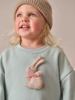 Jurken|Jurken*Next Blauw met konijnen - Feestjurk van sweaterstof (3 mnd-7 jr)