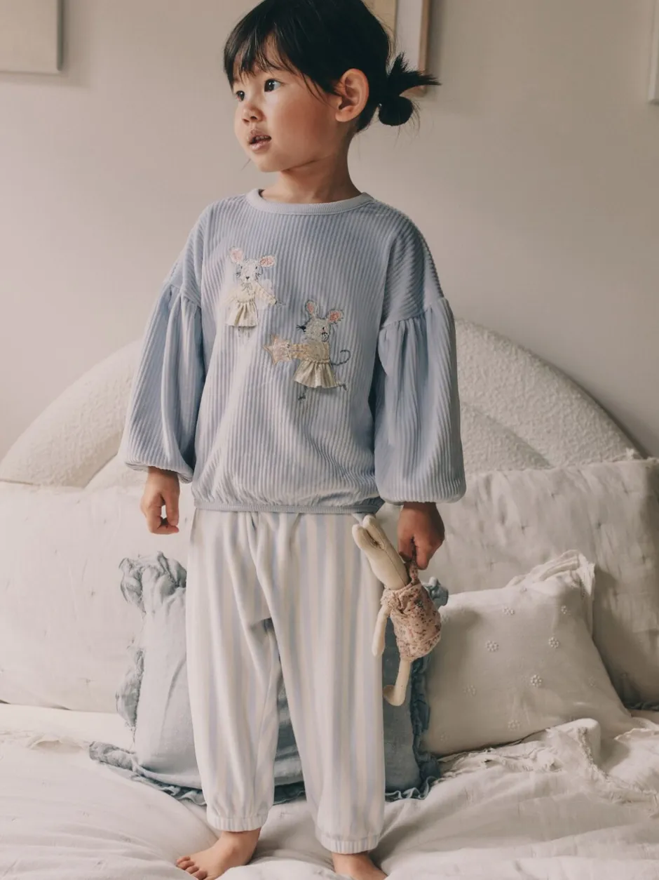Nachtkleding En Pyjama's|Pyjama's|Next - Behaaglijke fleece pyjama (9 mnd-10 jr) Blauw met muis