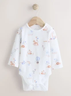 Rompertjes En Tuinbroeken|Next - Baby Velours bretelbroeken en Bodysuit Set (0mths-3yrs) Blauw met olifantenprint