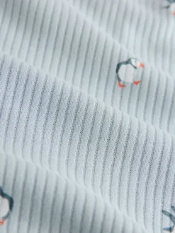 Pyjama's|Loungewear*Next - Geribbelde pyjama met lange mouwen Blauw met papegaaiduiker