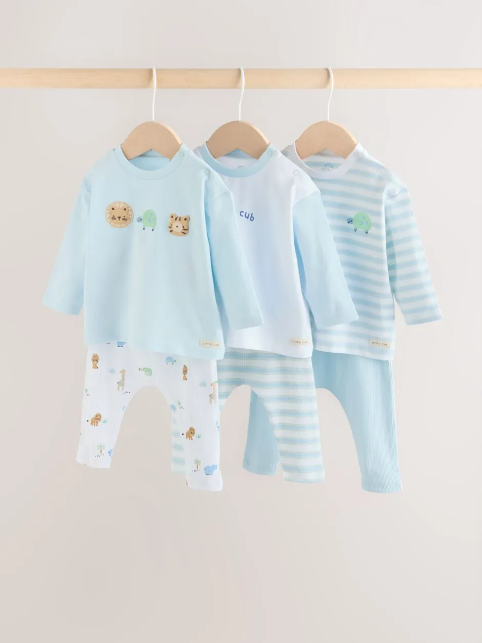 Tops|Sets En Outfits|Next - Baby Top & Leggings 6 Piece Set (0mths-3yrs) Blauw met safariprint