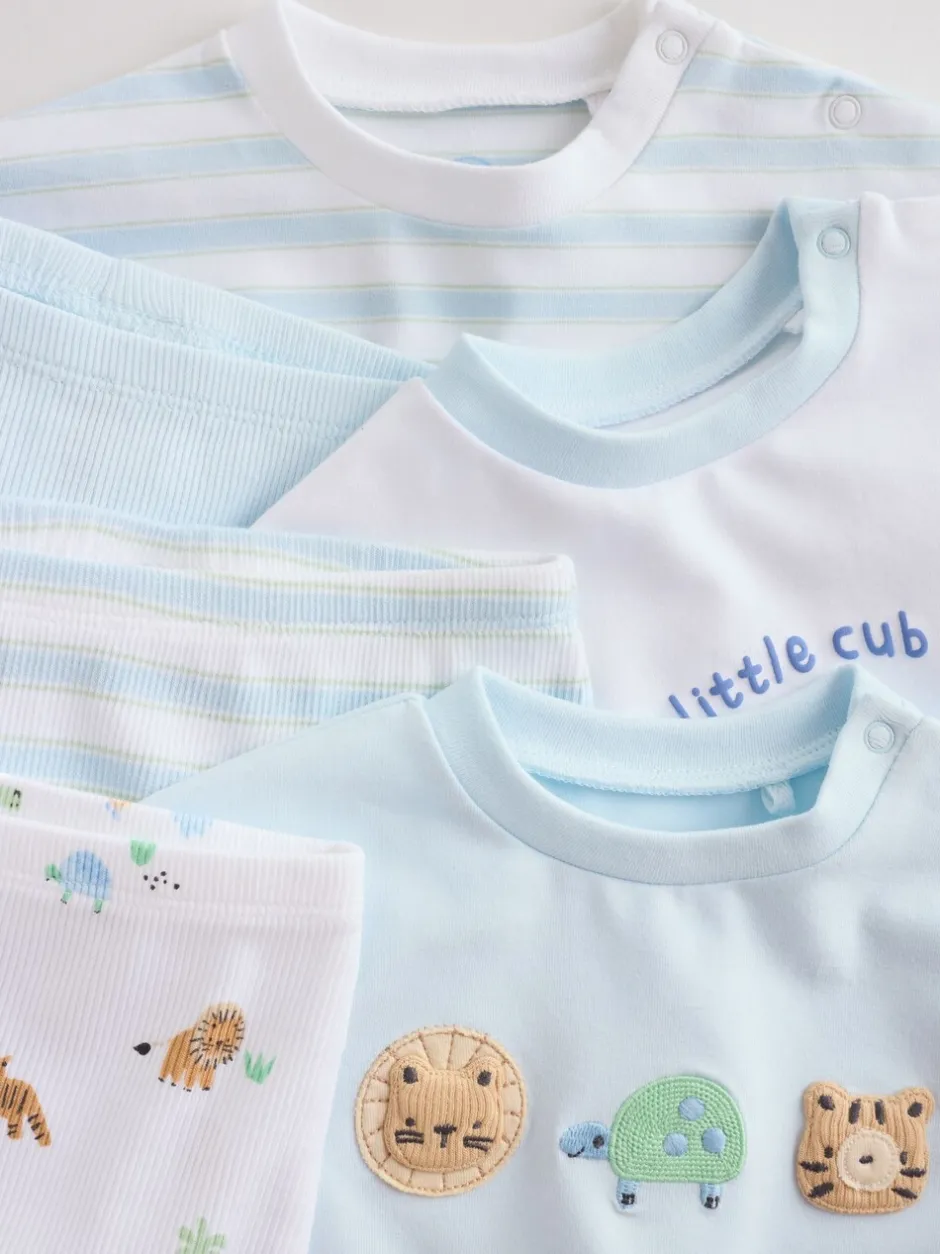 Tops|Sets En Outfits|Next - Baby Top & Leggings 6 Piece Set (0mths-3yrs) Blauw met safariprint