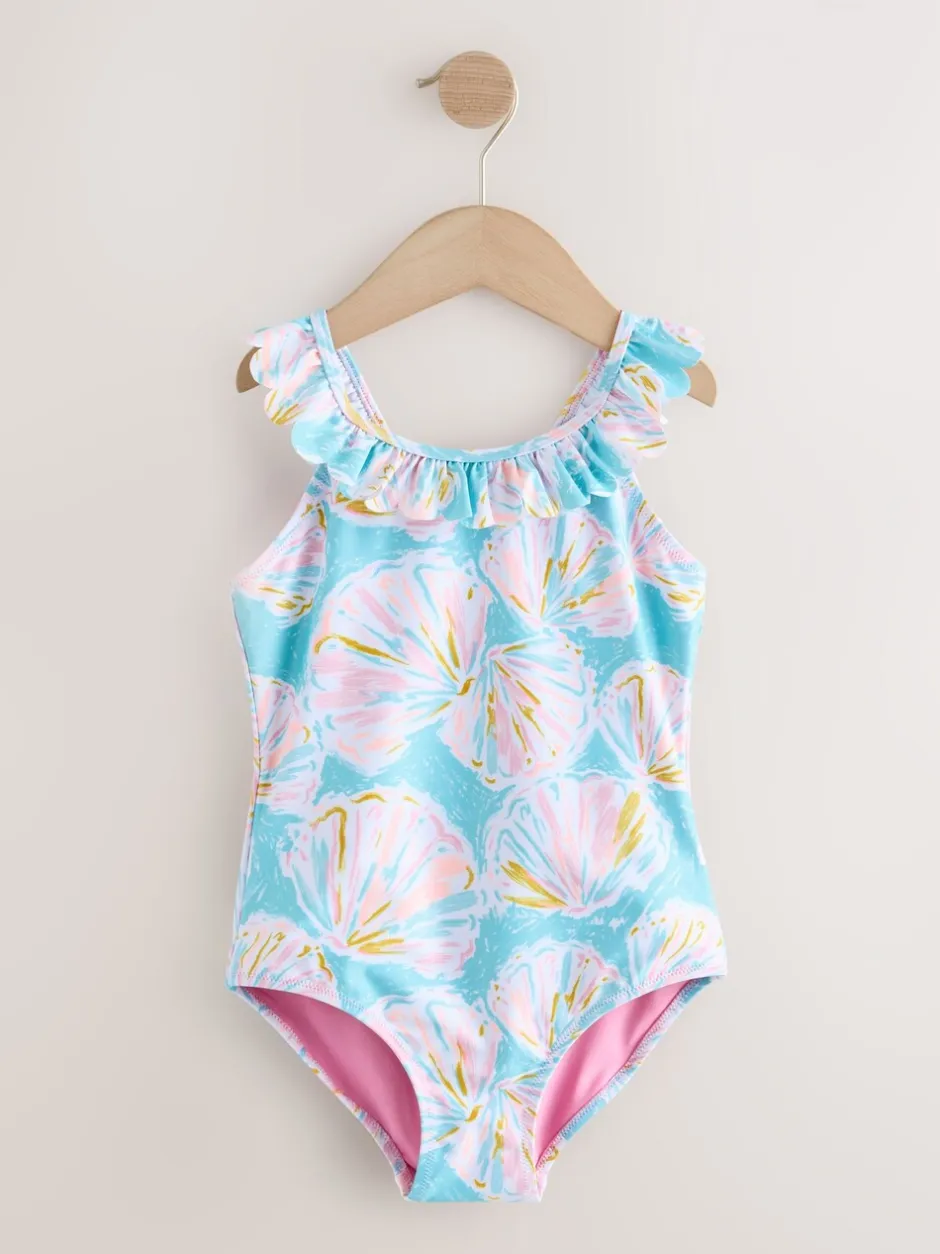 Badkleding*Next - Badpak met ruches (3 - 16 jr) Blauw met schelp