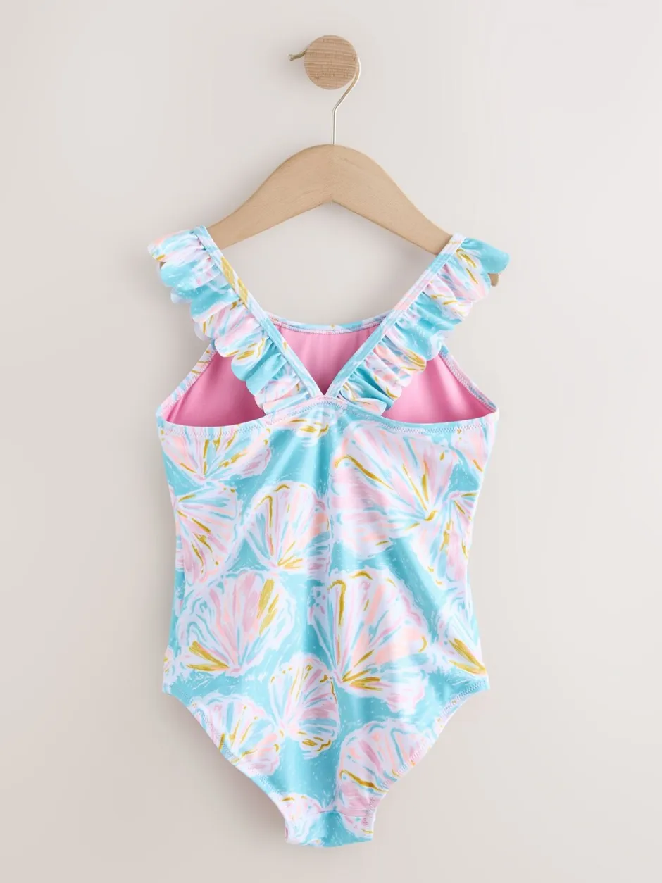 Badkleding*Next - Badpak met ruches (3 - 16 jr) Blauw met schelp