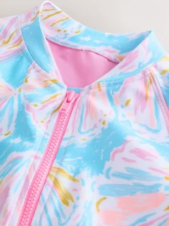 Badkleding*Next - Short Sleeved Sunsafe Swimsuit (3mths-16yrs) Blauw met schelp
