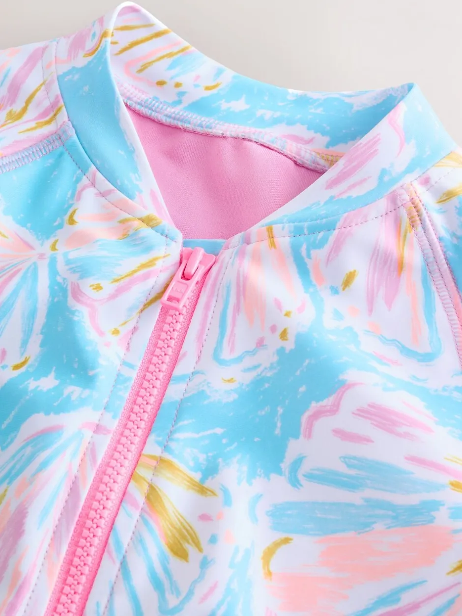 Badkleding*Next - Short Sleeved Sunsafe Swimsuit (3mths-16yrs) Blauw met schelp