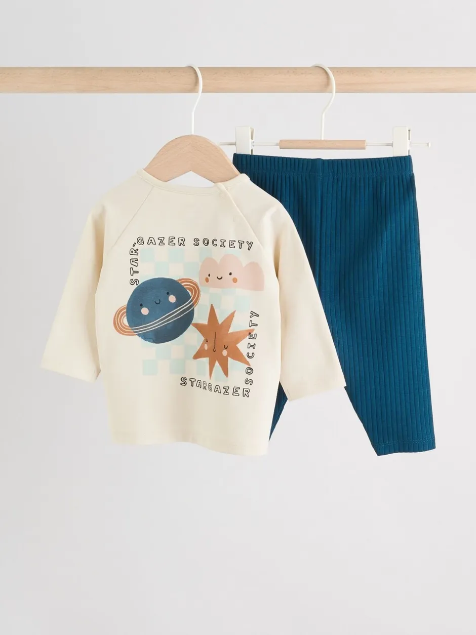 Tops|Sets En Combisets*Next Blauw met space - Babyset van top en Leggings 2 -delig (0mnd-3jr)