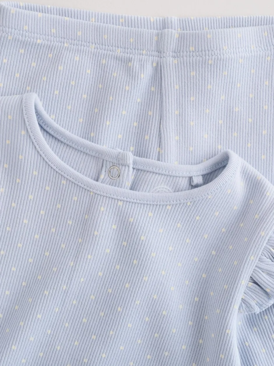 Tops|Tops*Next Blauw met stippen - Set met babyfriltop met lange mouwen en legging (0mnd-2jr)