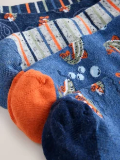Sokken|Sokken*Next Blauw met vissen - Set van 5 sokken met patroon