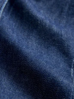 Tops En T-Shirts|Blouses En Overhemden*Next - Cinch Waist Fitted Long Sleeve Denim Shirt Blauw met wassing