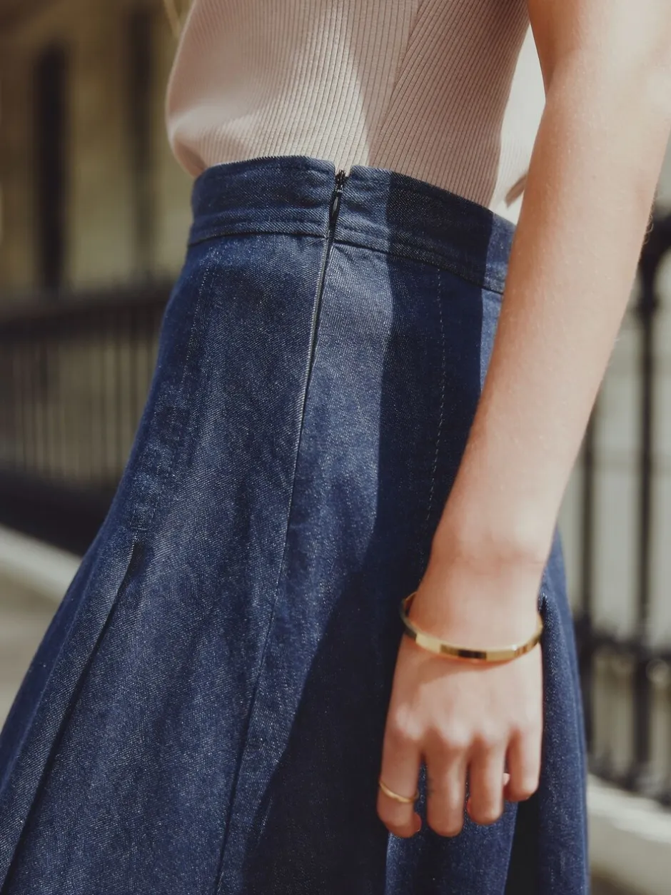 Rokken*Next Blauw met wassing - Denim Full Seamed Midi Skirt