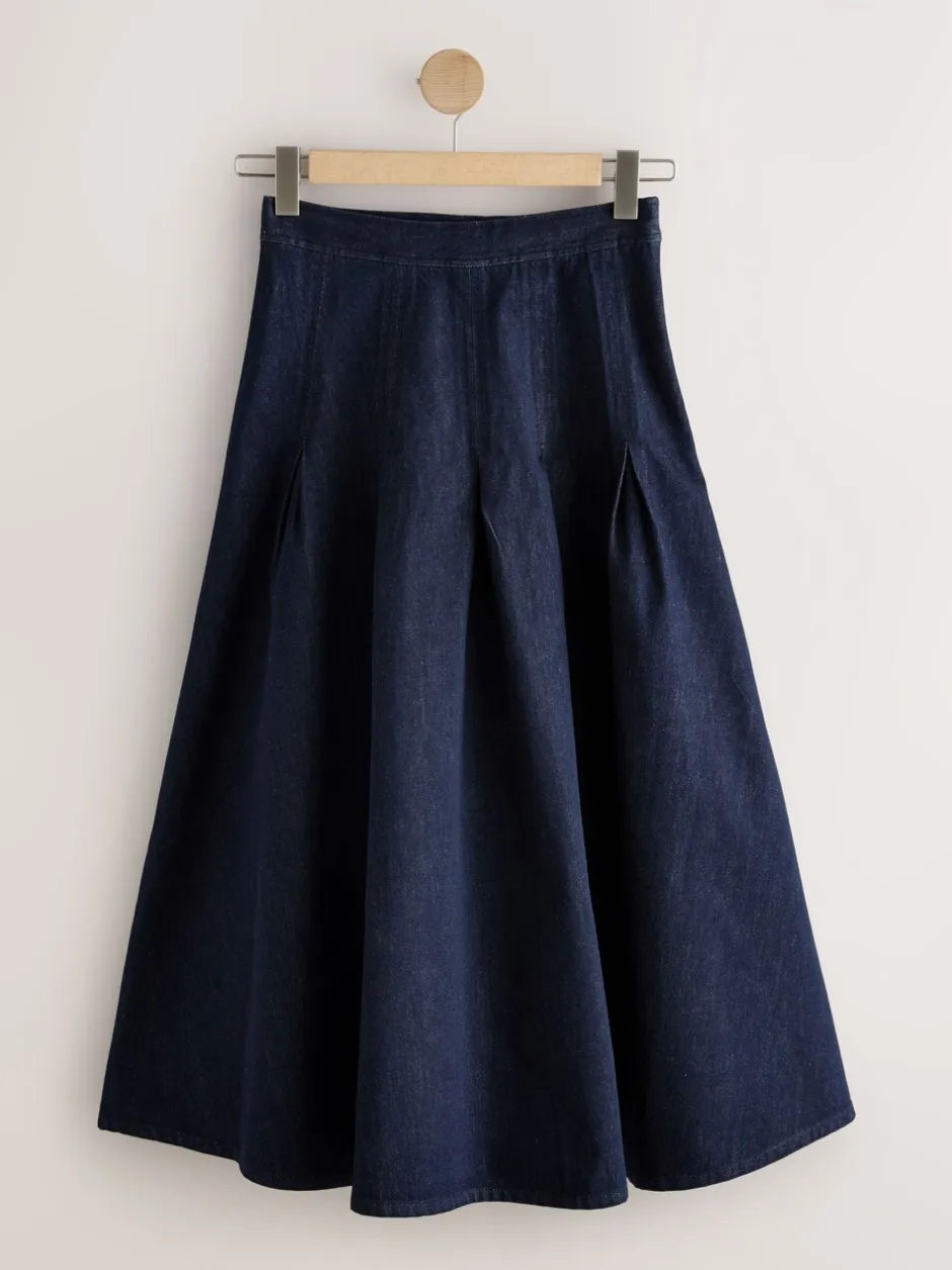 Rokken*Next Blauw met wassing - Denim Full Seamed Midi Skirt