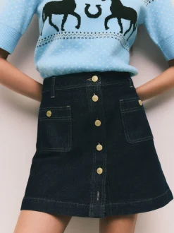 Rokken|Next - Denim Patch Pocket Mini Skirt Blauw met wassing